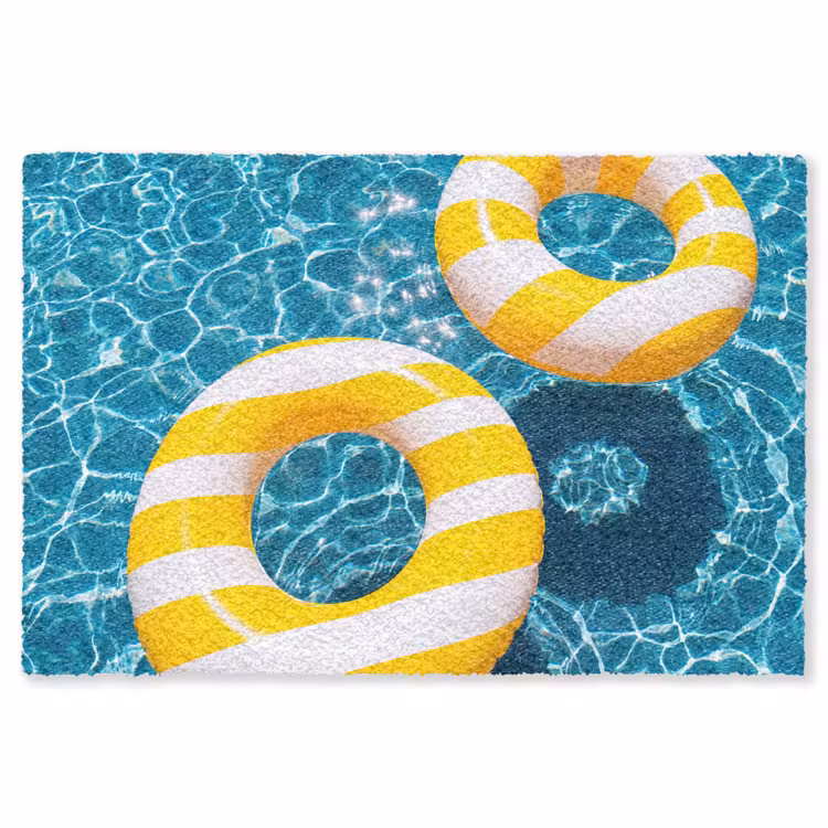 Vloerkleed - Zwembad - Zwembanden - Zomer - Geel - Blauw — 1
