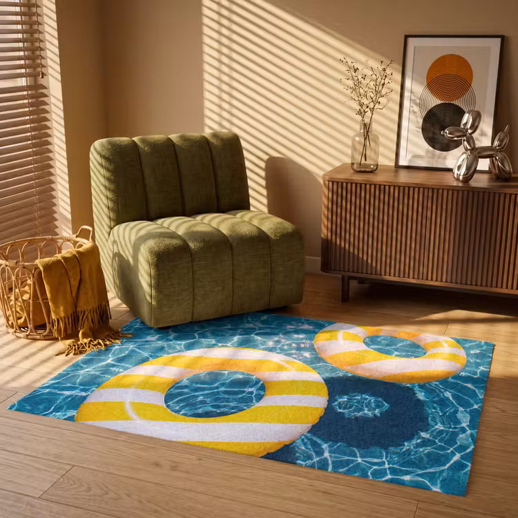 Vloerkleed - Zwembad - Zwembanden - Zomer - Geel - Blauw — 2