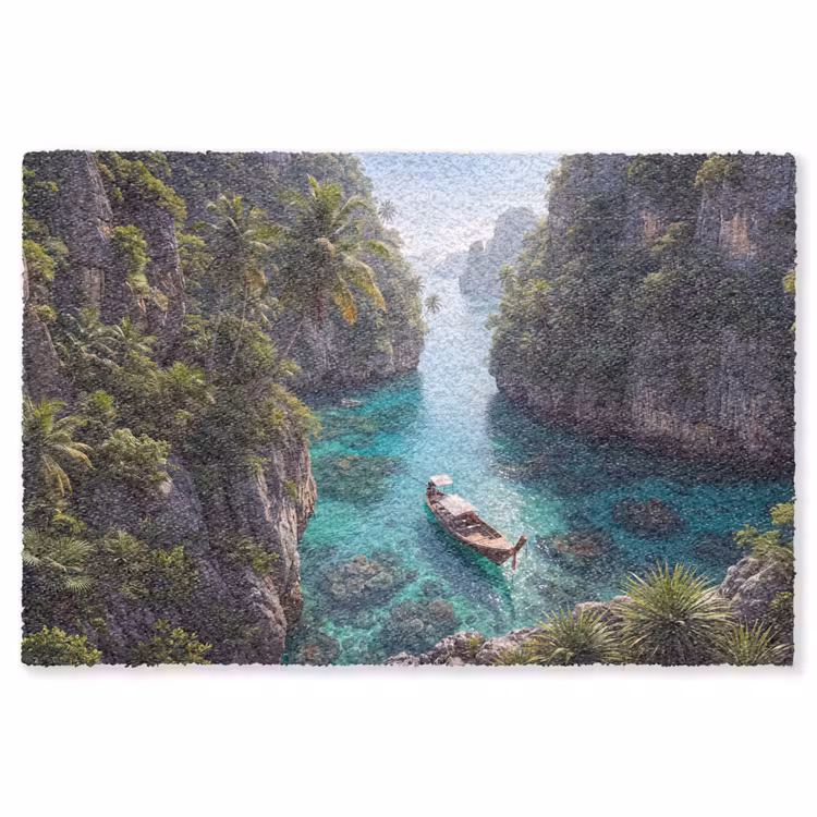Vloerkleed - Eiland - Tropisch - Water - Palmbomen - Natuur — 1