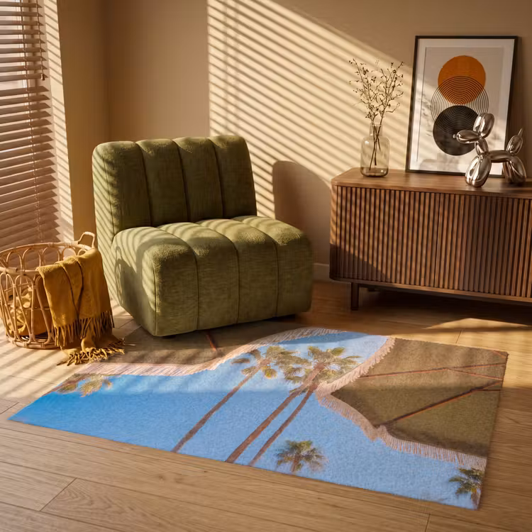 Vloerkleed - Parasol - Groen - Franjes - Zomer - Tropisch — 2