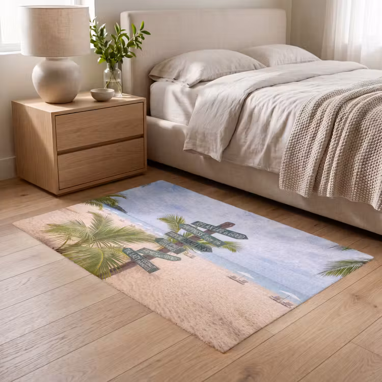 Vloerkleed - Strand - Wegwijzer - Palmen - Tropisch - Groen — 5