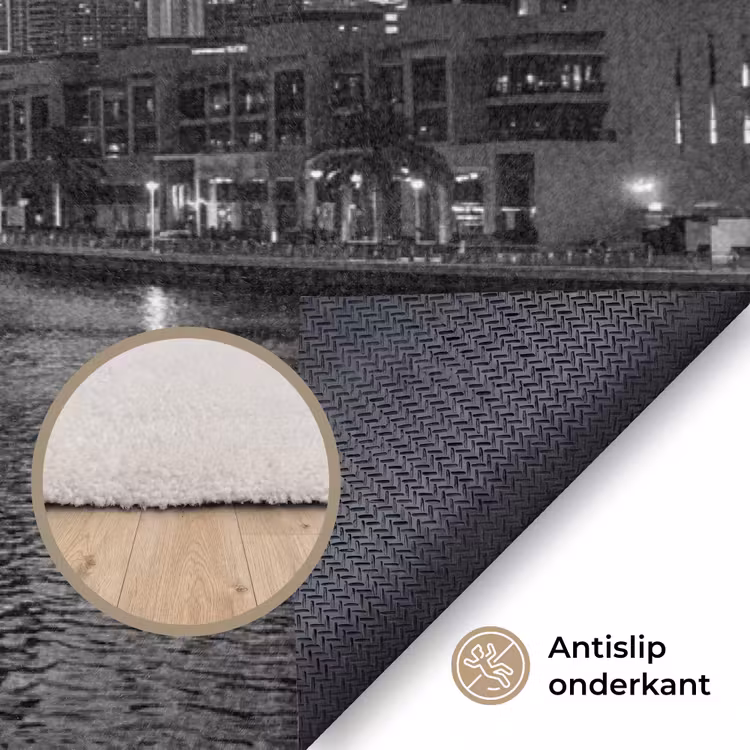 Vloerkleed - Stad - Skyline - Architectuur - Avond - Zwart-wit — 4