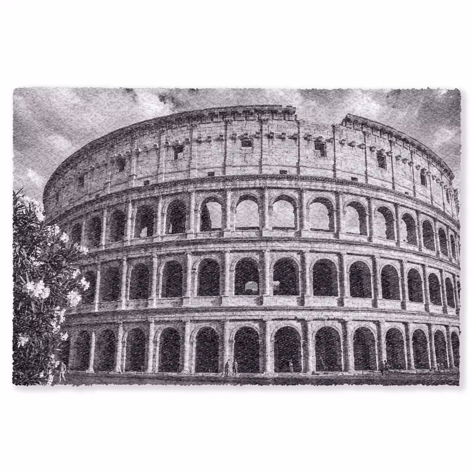 Vloerkleed - Architectuur - Colosseum - Rome - Historisch - Zwart-wit — 1