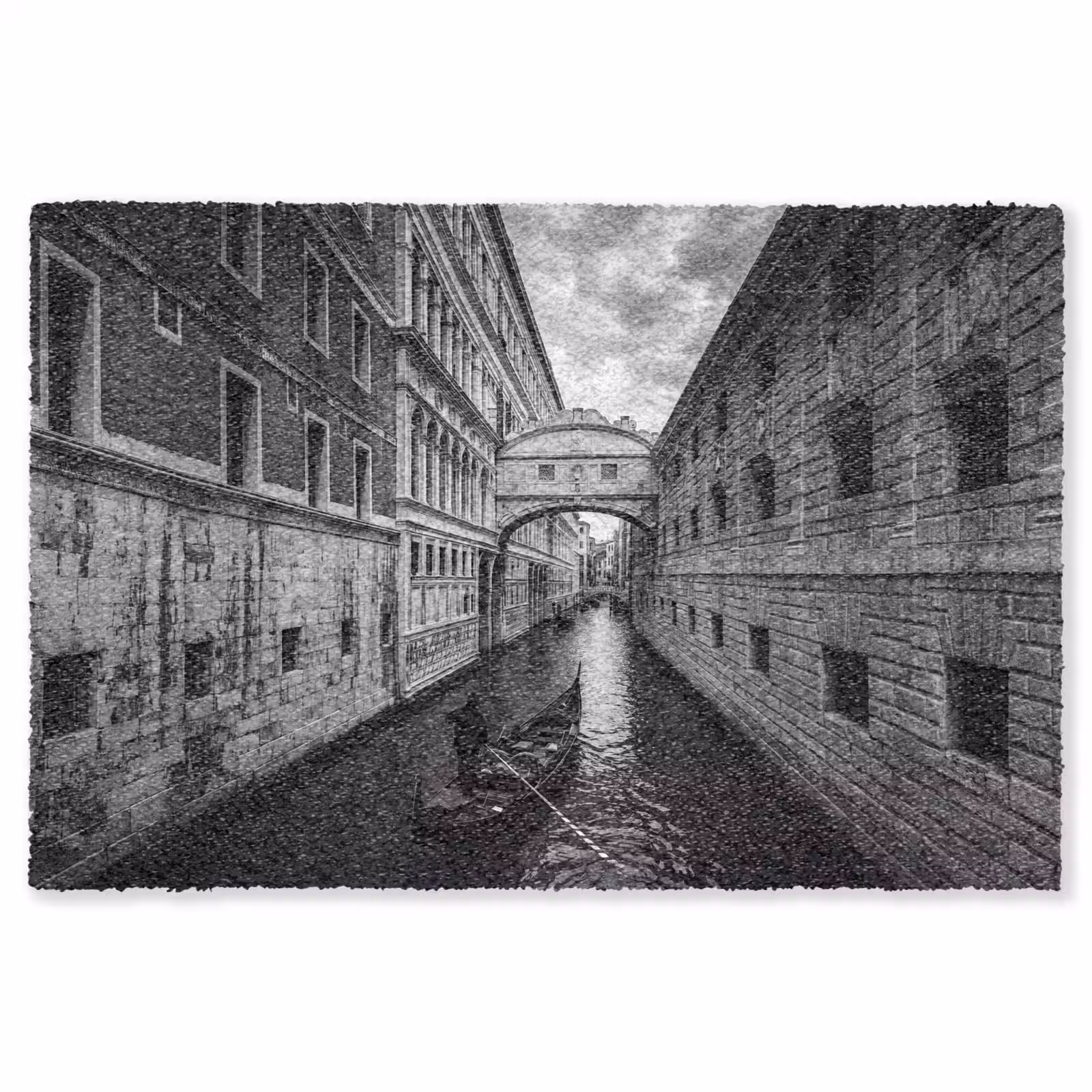 Vloerkleed - Boot - Waterweg - Stad - Zwart-wit - Architectuur — 1
