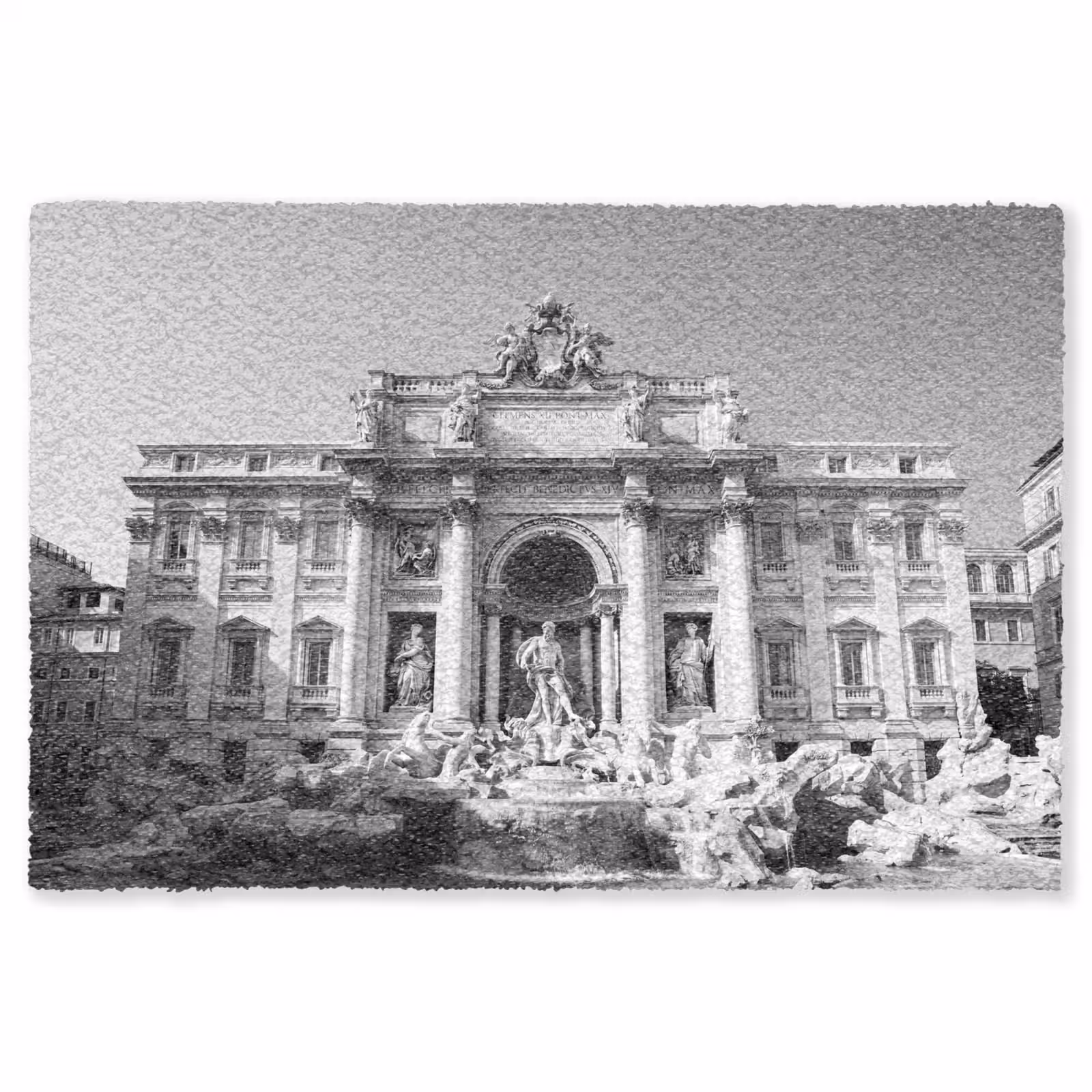 Vloerkleed - Fontein - Beelden - Architectuur - Zwart-wit — 1