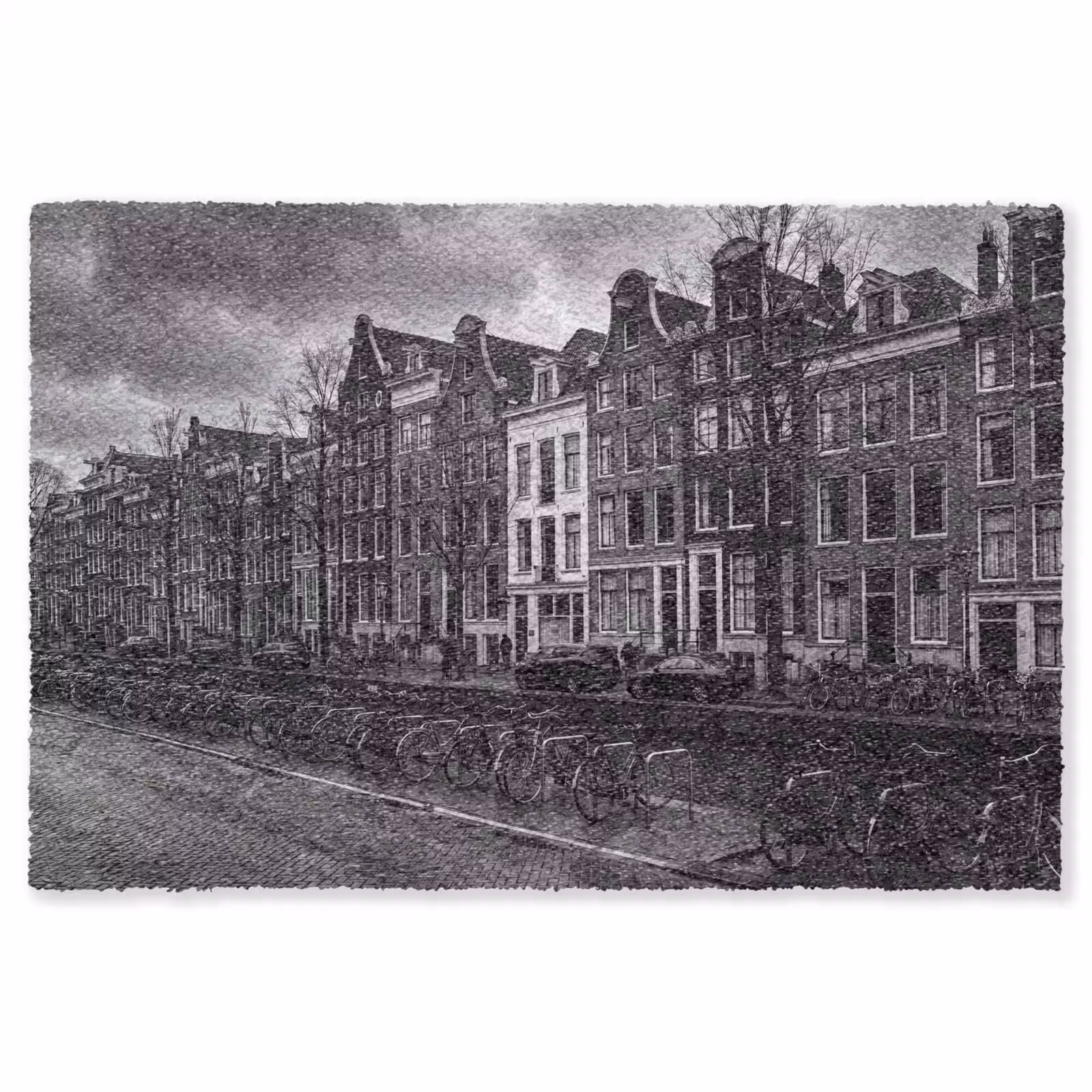 Vloerkleed - Huis - Gracht - Amsterdam - Architectuur - Zwart-wit — 1