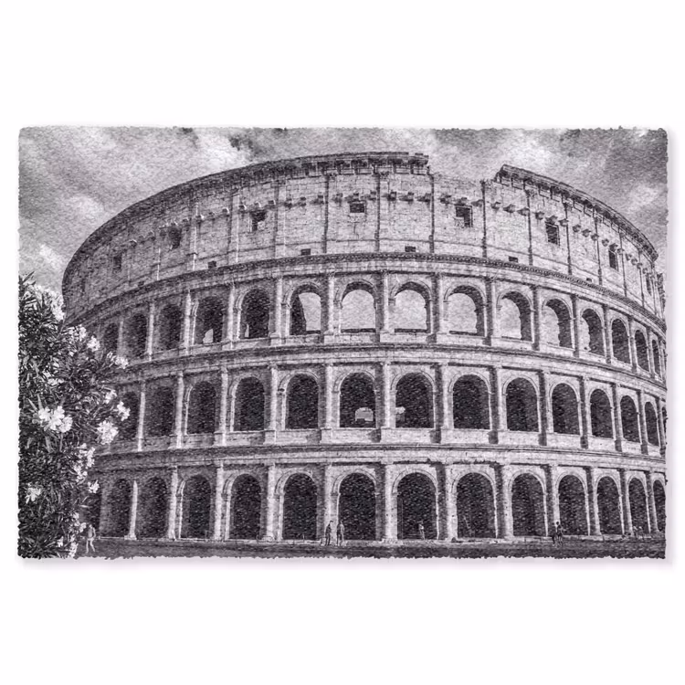 Vloerkleed - Architectuur - Colosseum - Rome - Historisch - Zwart-wit — 1