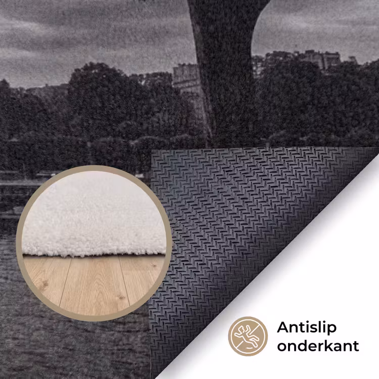 Vloerkleed - Eiffeltoren - Parijs - Rivier - Architectuur - Zwart-wit — 4