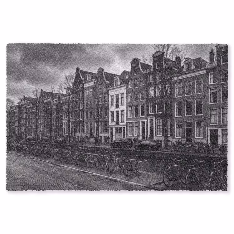 Vloerkleed - Huis - Gracht - Amsterdam - Architectuur - Zwart-wit — 1