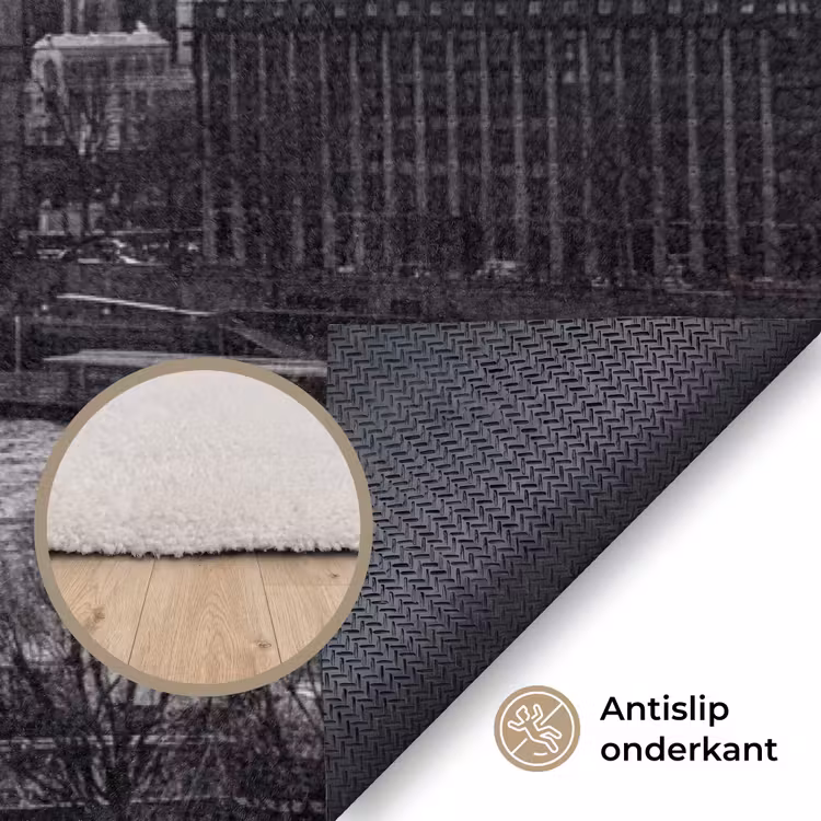 Vloerkleed - Reuzenrad - Klokkentoren - Architectuur - Zwart-wit - Stad — 4