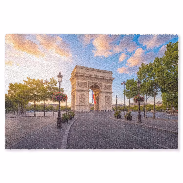 Vloerkleed - Monument - Parijs - Zonsondergang - Architectuur - Goud — 1