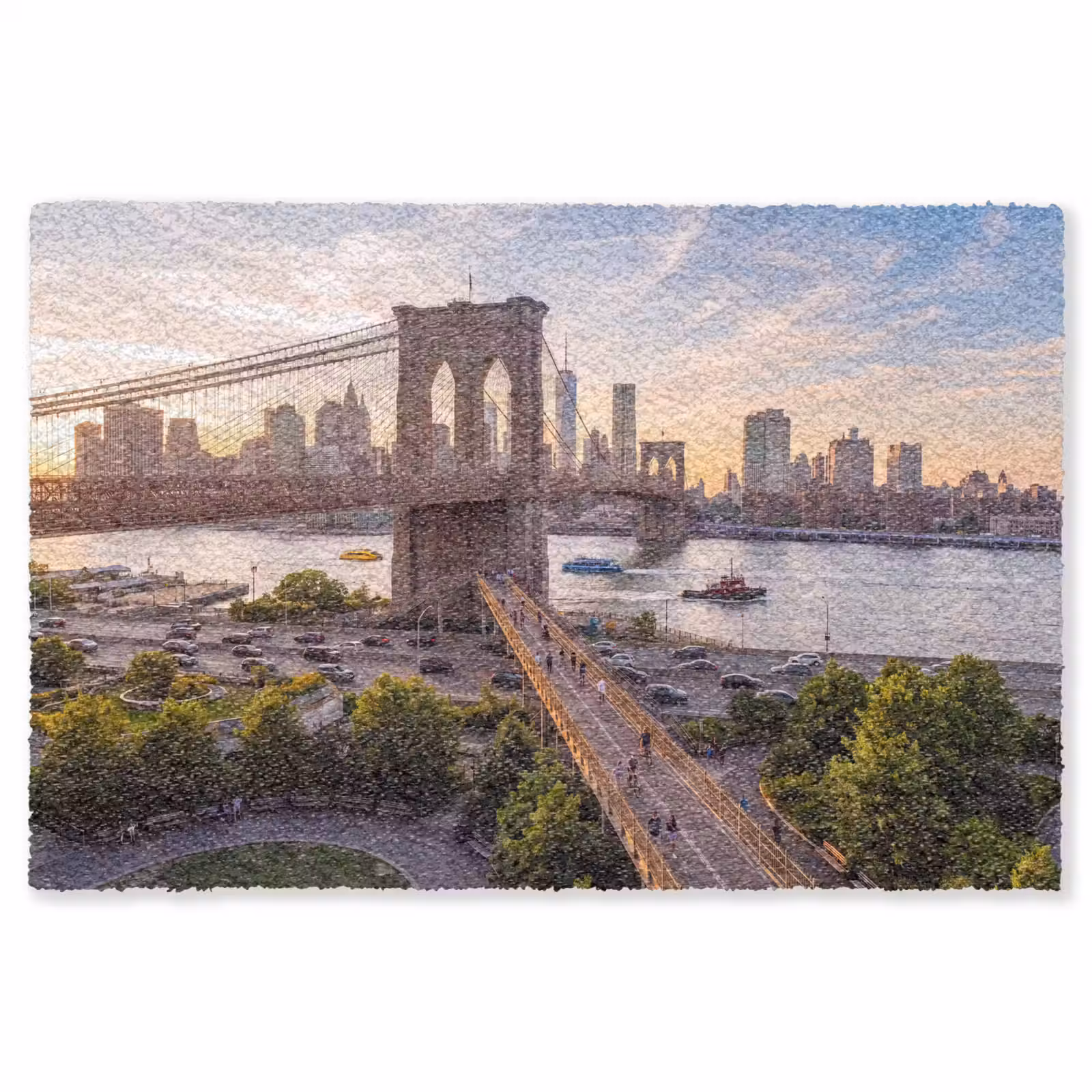Vloerkleed - Brug - Rivier - Stad - Zonsondergang - Architectuur — 1