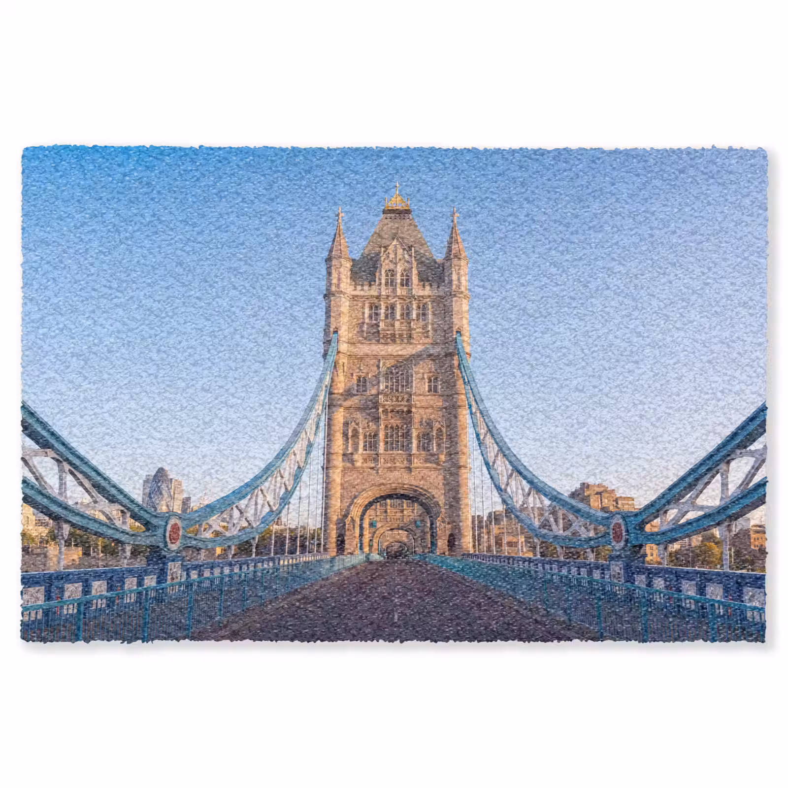 Vloerkleed - Brug - Toren - Architectuur - Klassiek - Blauw — 1