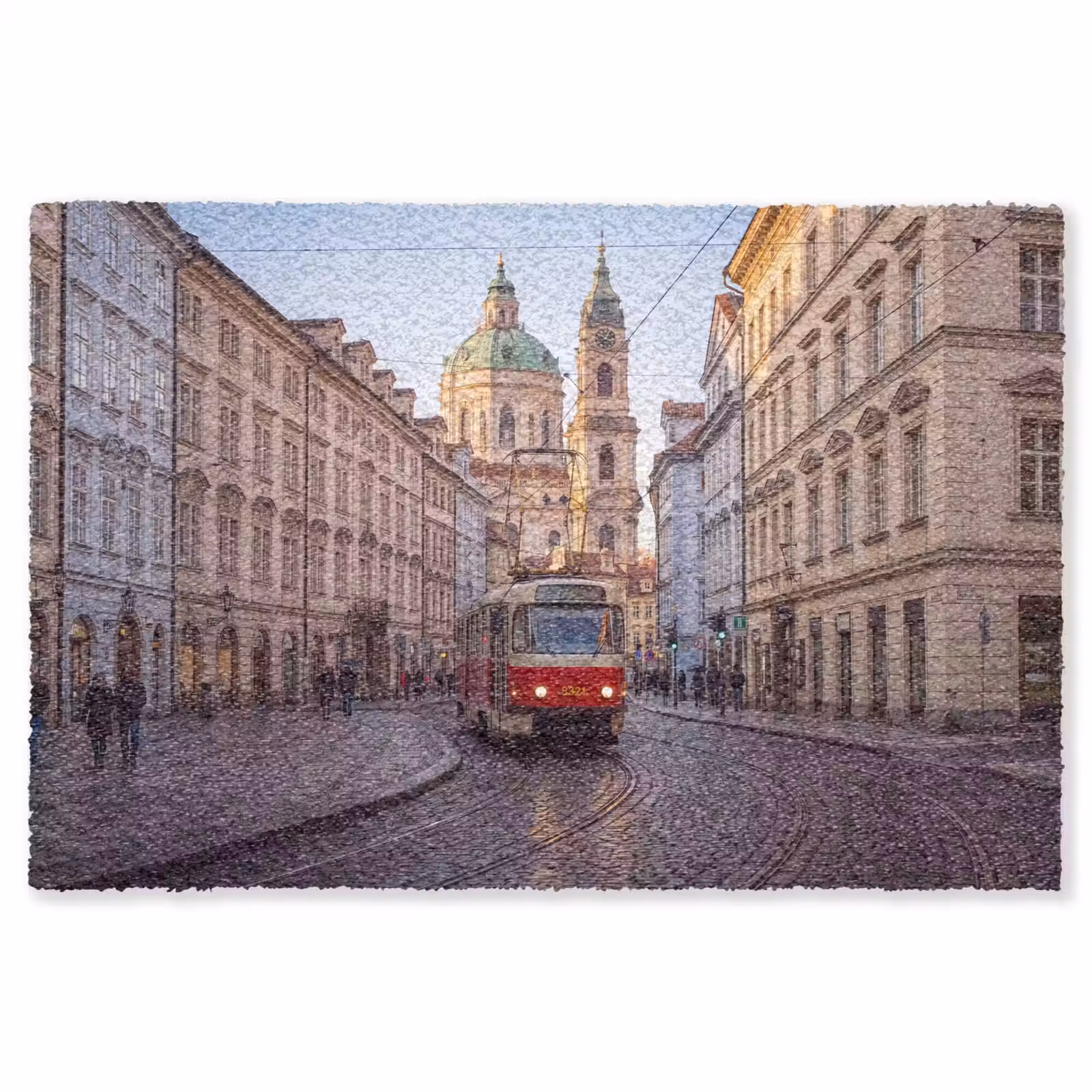 Vloerkleed - Tram - Straat - Stadsgezicht - Klassiek - Rood — 1