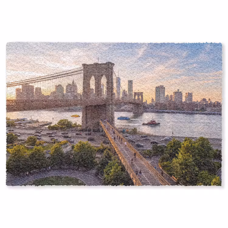 Vloerkleed - Brug - Rivier - Stad - Zonsondergang - Architectuur — 1
