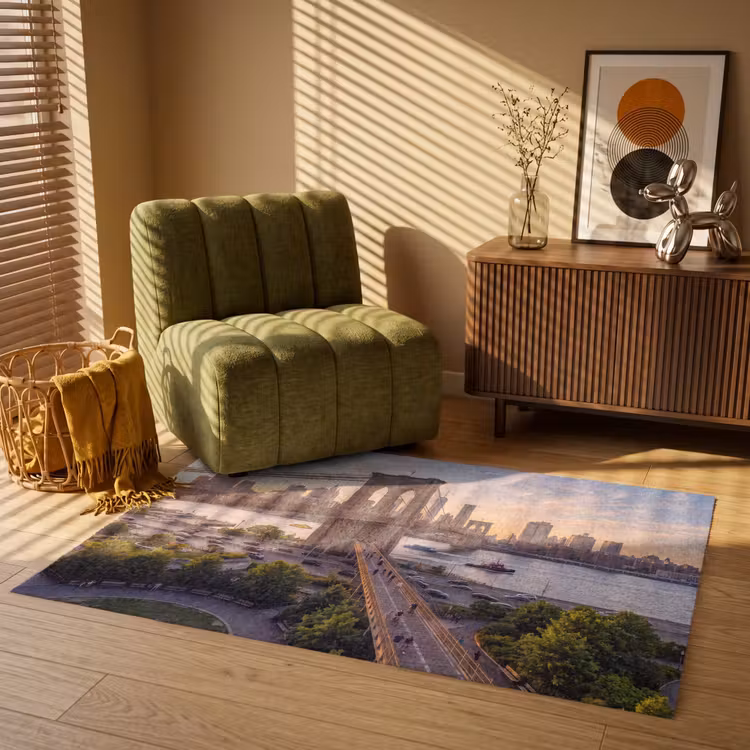 Vloerkleed - Brug - Rivier - Stad - Zonsondergang - Architectuur — 2