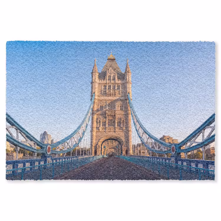 Vloerkleed - Brug - Toren - Architectuur - Klassiek - Blauw — 1