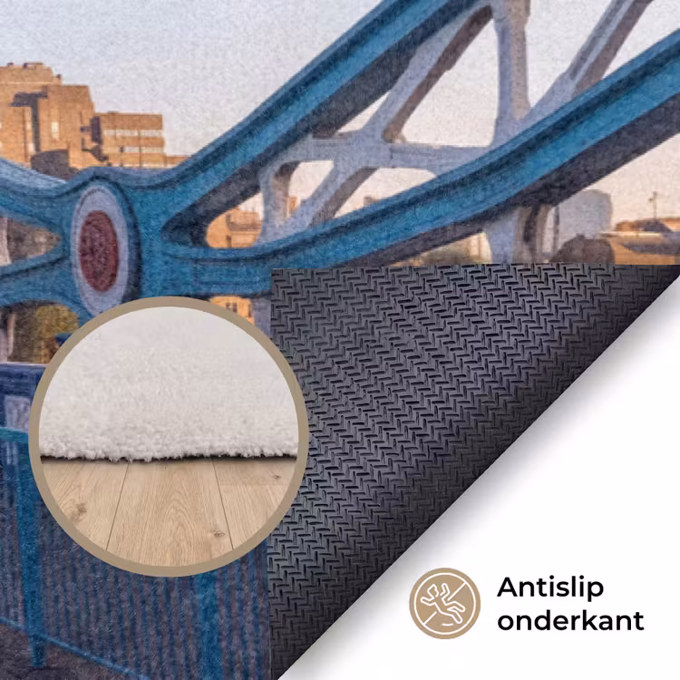 Vloerkleed - Brug - Toren - Architectuur - Klassiek - Blauw — 4