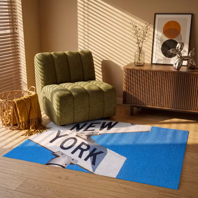 Vloerkleed - New York - Straatbord - Stad - Urban - Blauw — 2