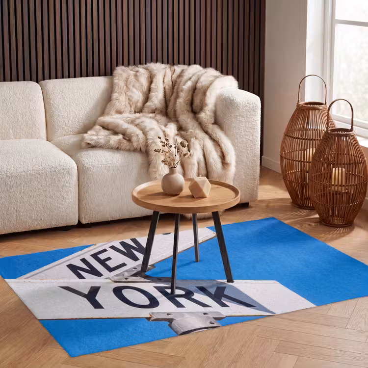 Vloerkleed - New York - Straatbord - Stad - Urban - Blauw — 3