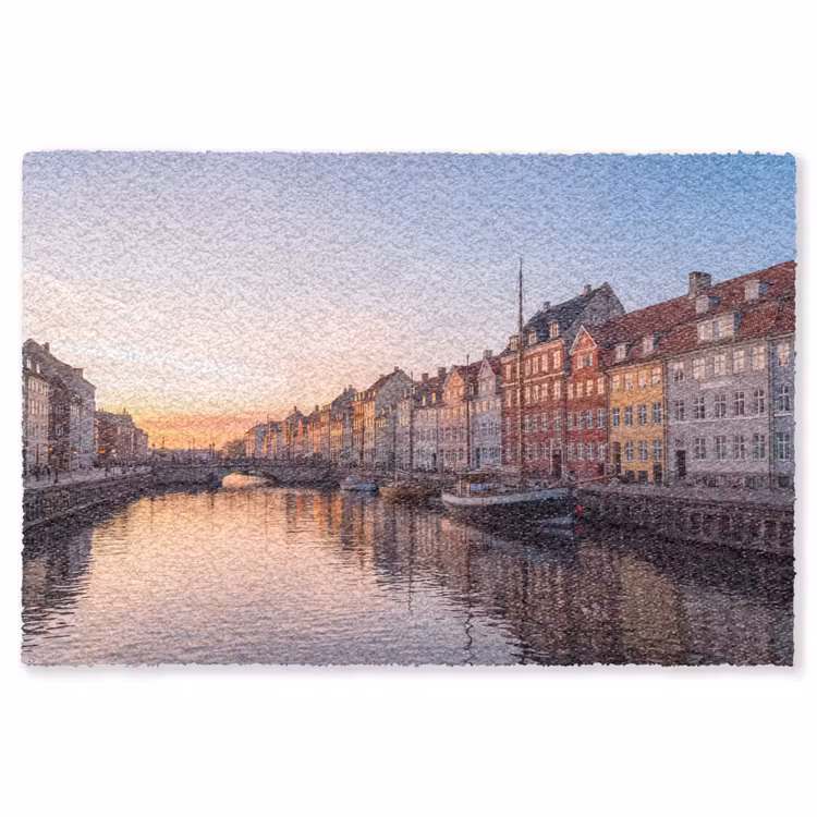 Vloerkleed - Stad - Gracht - Zonsondergang - Klassiek - Kleurrijk — 1