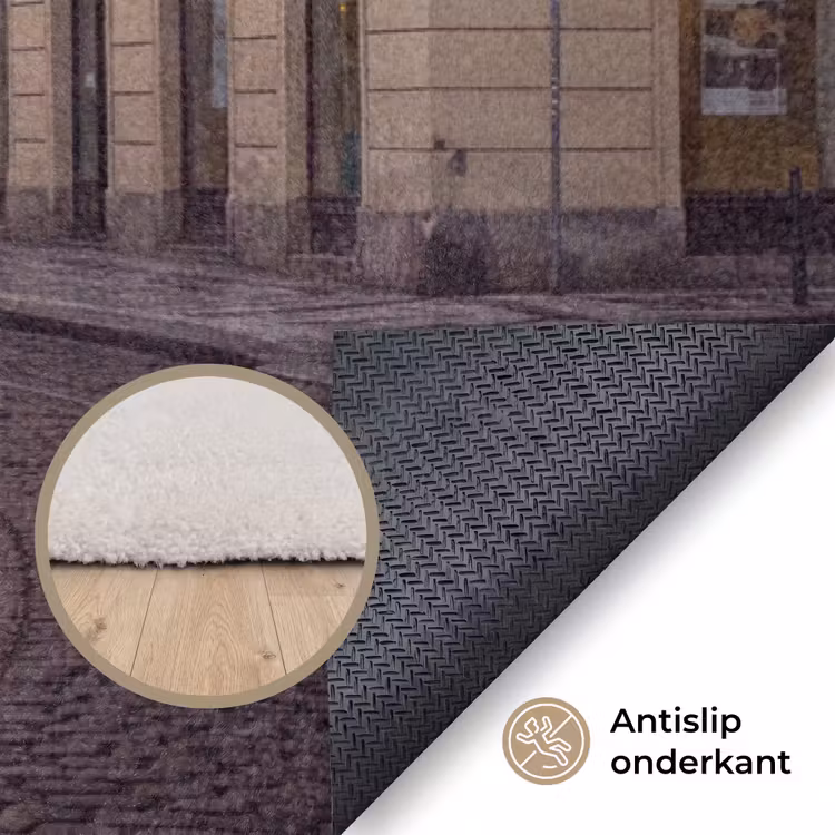 Vloerkleed - Tram - Straat - Stadsgezicht - Klassiek - Rood — 4