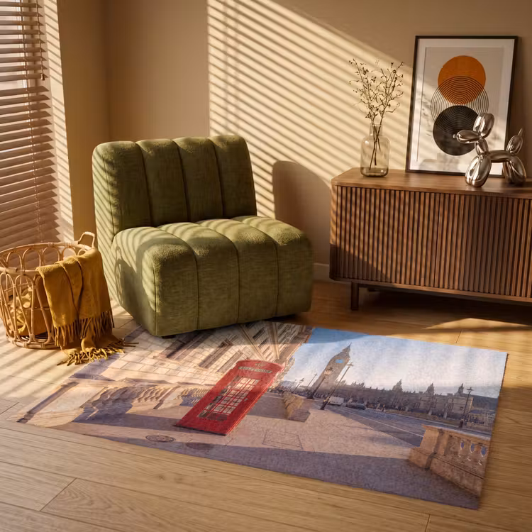 Vloerkleed - Telefooncel - Rood - Londen - Stad - Architectuur — 2