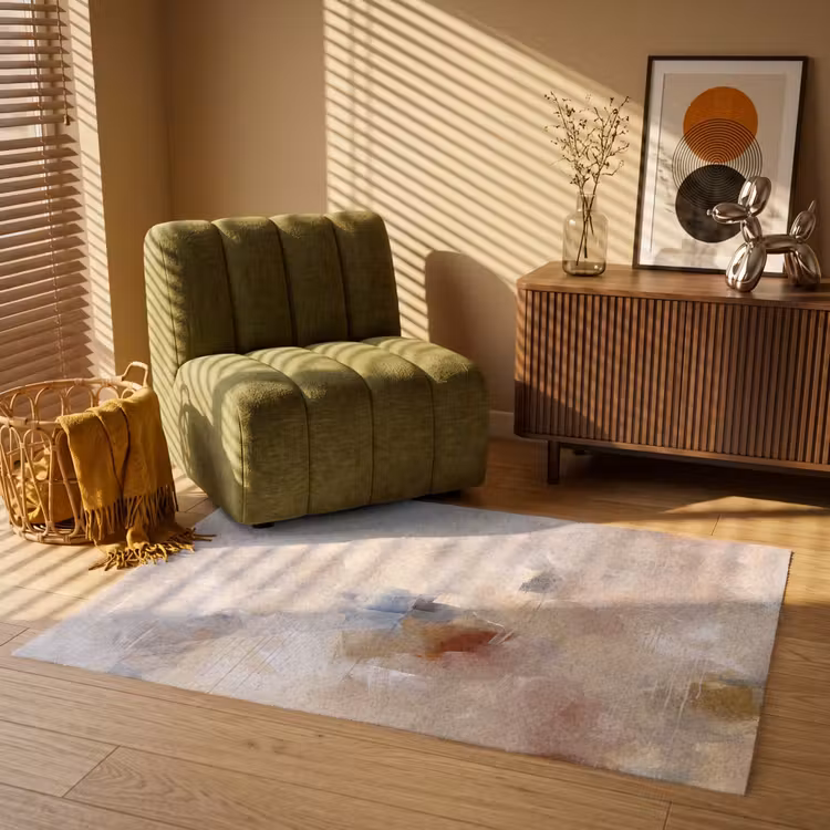 Vloerkleed - Abstract - Borstelstreken - Modern - Beige - Kunst — 2