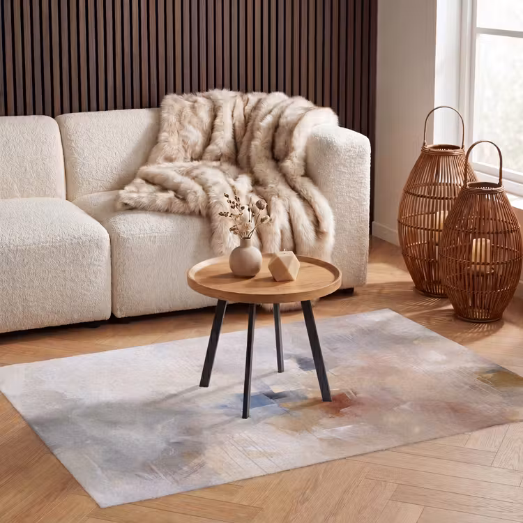 Vloerkleed - Abstract - Borstelstreken - Modern - Beige - Kunst — 3