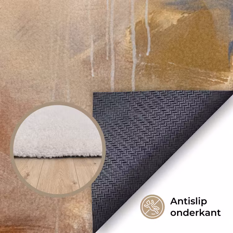 Vloerkleed - Abstract - Borstelstreken - Modern - Beige - Kunst — 4