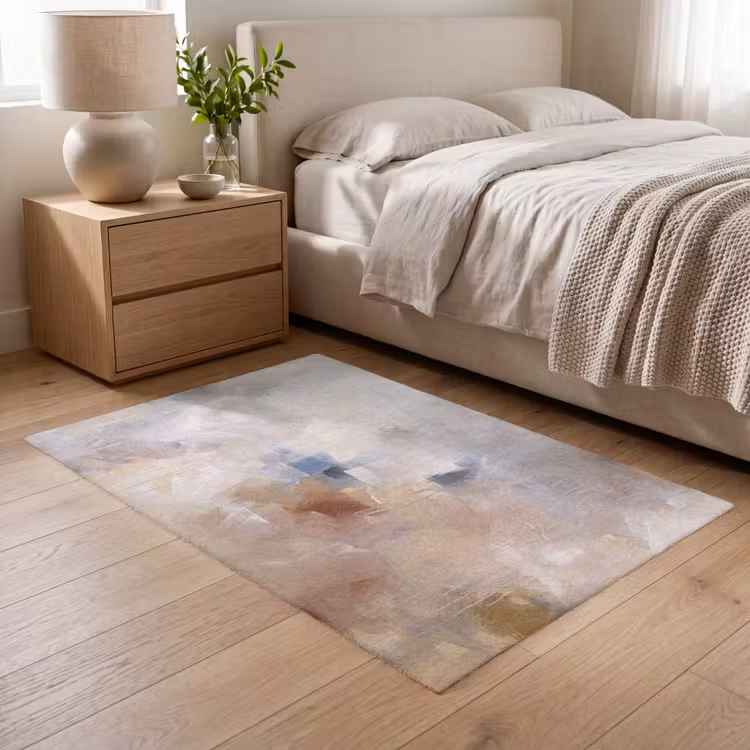 Vloerkleed - Abstract - Borstelstreken - Modern - Beige - Kunst — 5