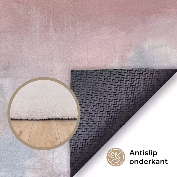 Vloerkleed - Abstract - Horizontaal - Kunst - Roze - Goud — 4
