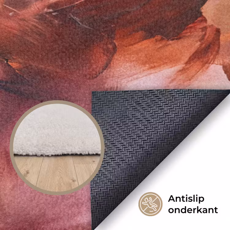 Vloerkleed - Abstract - Kleurrijk - Kunst - Modern - Roze-Rood — 4