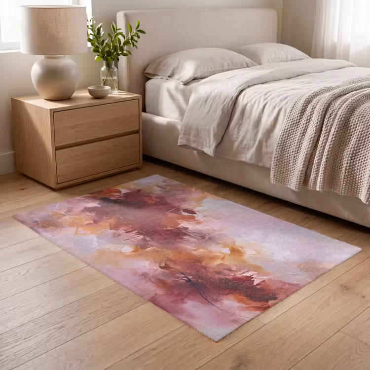 Vloerkleed - Abstract - Kleurrijk - Kunst - Modern - Roze-Rood — 5