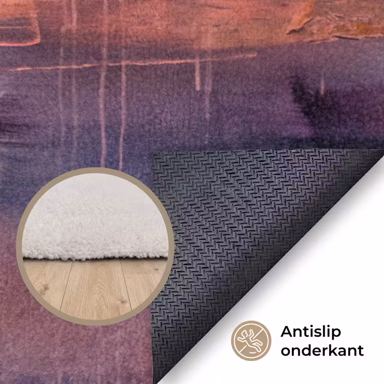 Vloerkleed - Abstract - Landschap - Modern - Paars - Oranje — 4