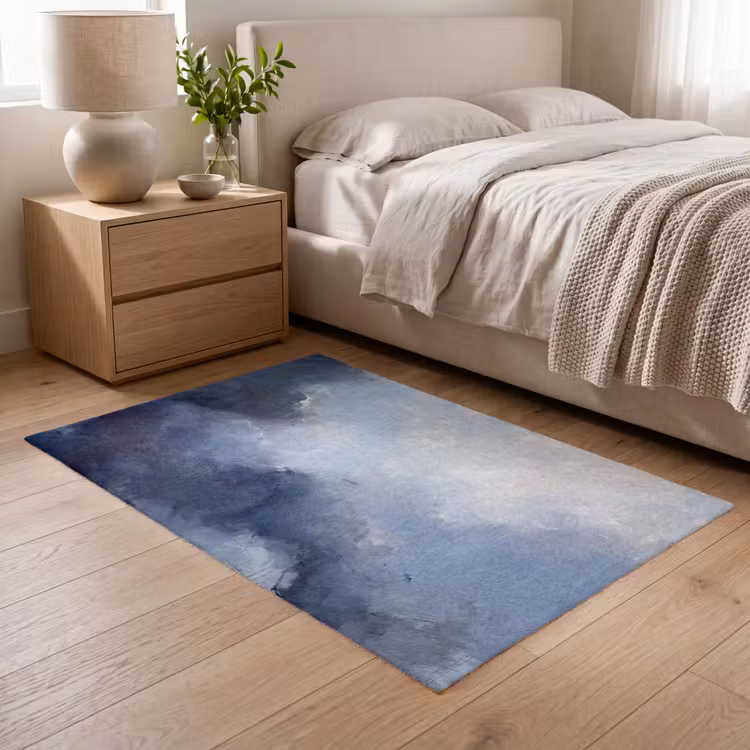 Vloerkleed - Abstract - Wolken - Modern - Blauw - Kunst — 5