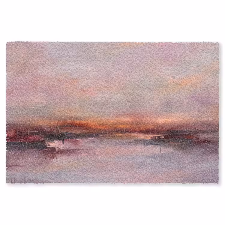 Vloerkleed - Landschap - Zonsondergang - Abstract - Modern - Roze — 1