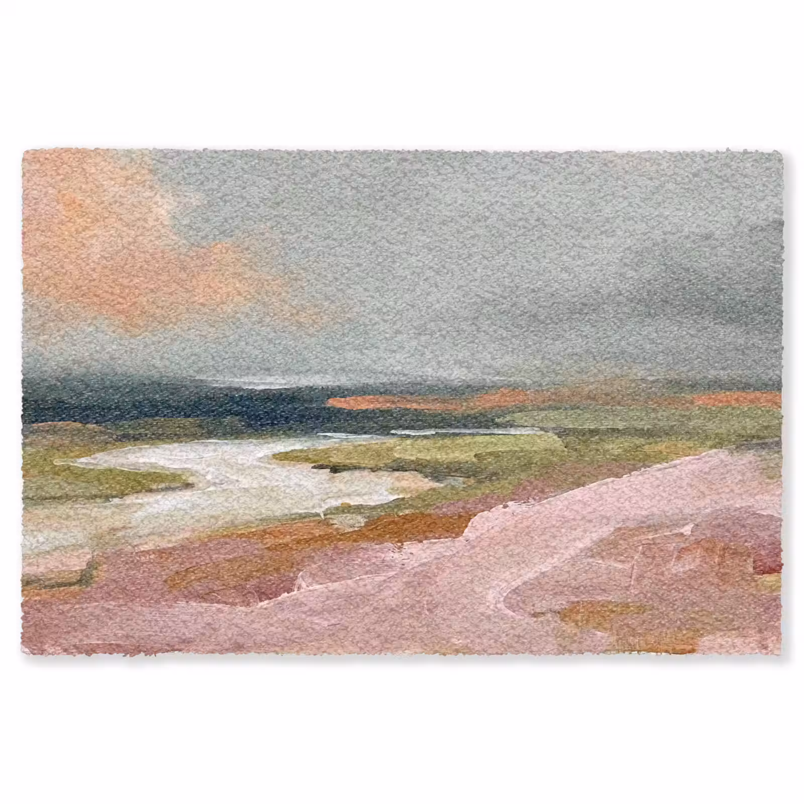 Vloerkleed - Landschap - Rivier - Abstract - Roze - Groen — 1