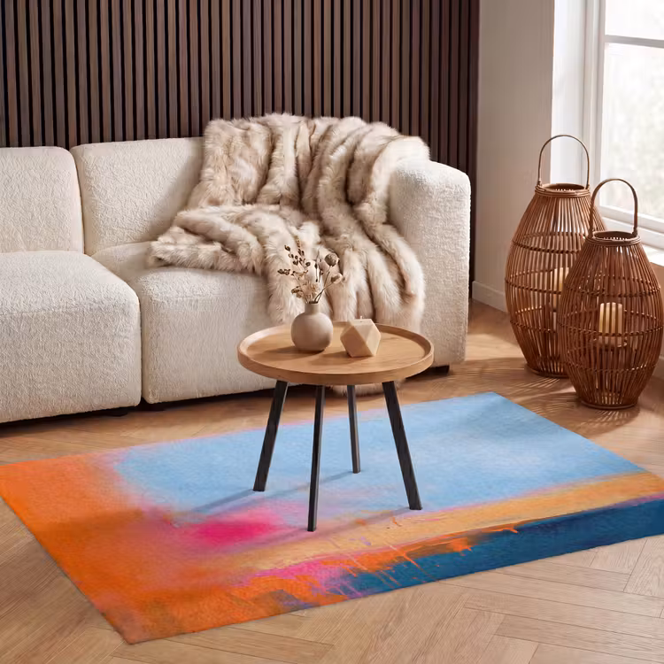 Vloerkleed - Abstract - Kleurvlakken - Modern - Oranje - Blauw — 3