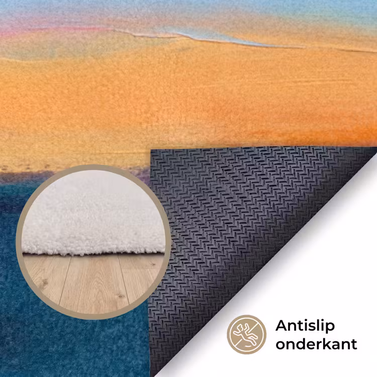 Vloerkleed - Abstract - Kleurvlakken - Modern - Oranje - Blauw — 4