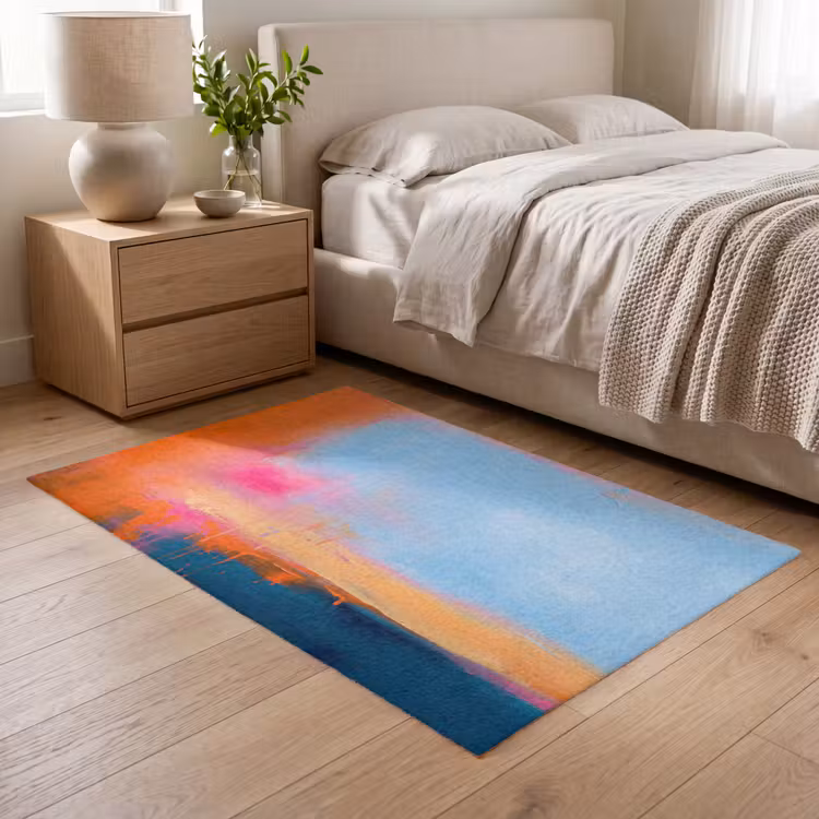 Vloerkleed - Abstract - Kleurvlakken - Modern - Oranje - Blauw — 5