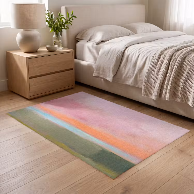 Vloerkleed - Abstract - Landschap - Modern - Roze - Oranje — 5