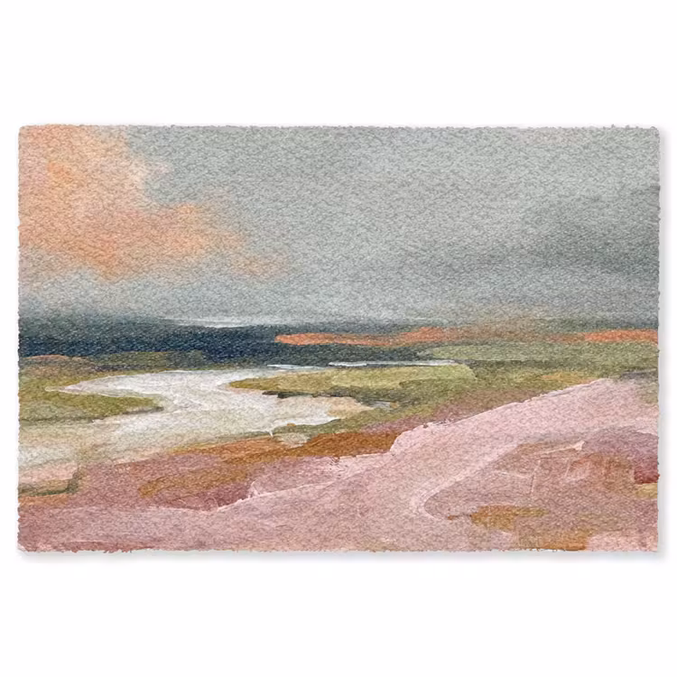 Vloerkleed - Landschap - Rivier - Abstract - Roze - Groen — 1