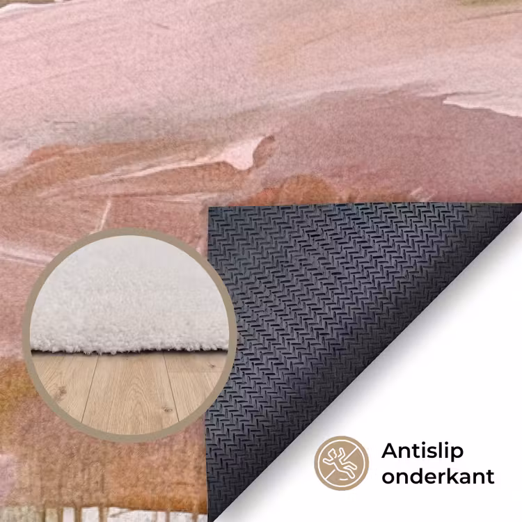 Vloerkleed - Landschap - Rivier - Abstract - Roze - Groen — 4