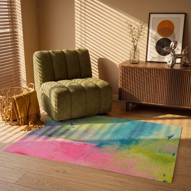 Vloerkleed - Abstract - Kleuren - Modern - Groen - Roze — 2