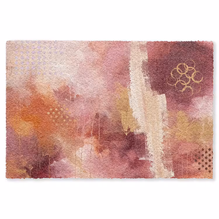 Vloerkleed - Abstract - Rood - Goud - Modern - Kunst — 1