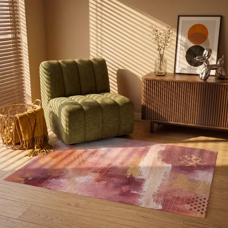 Vloerkleed - Abstract - Rood - Goud - Modern - Kunst — 2