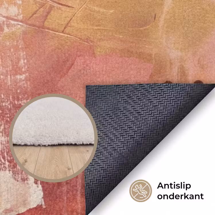 Vloerkleed - Abstract - Rood - Goud - Modern - Kunst — 4