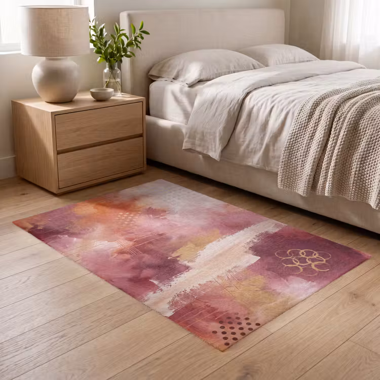 Vloerkleed - Abstract - Rood - Goud - Modern - Kunst — 5