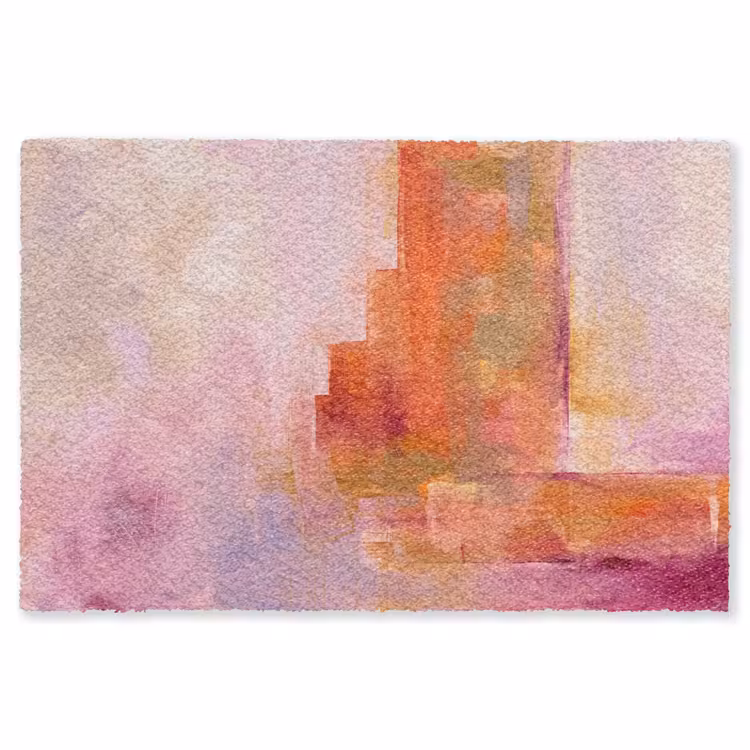 Vloerkleed - Abstract - Borstelstreken - Kunst - Paars - Goud — 1